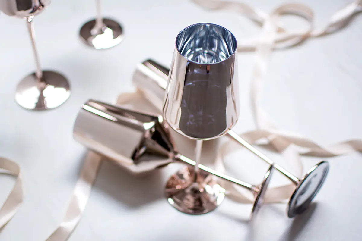 Pink Rose Gold Lead-Free Crystal Wine Glass Set