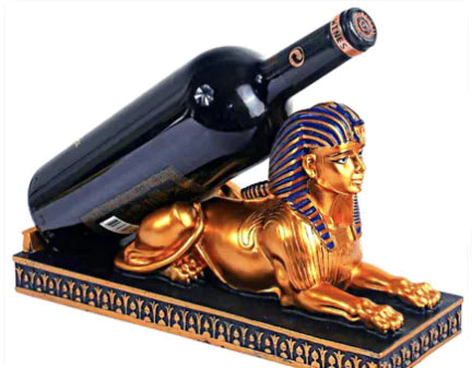 Egyptian Lion-Head Wine Rack & Art Sculpture